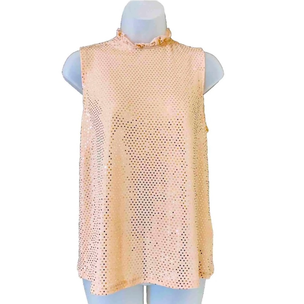 Nanette Lepore Women's Size S Glitter Sequin Sleeveless Top Blouse High …